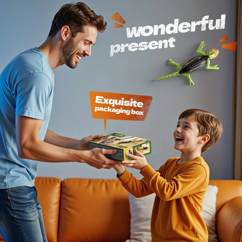 Wall Climbing Robot Toy Gecko-Like Movements LED Eyes Dark Green Silicone Tail Fun Remote Control Toy Essential image 5